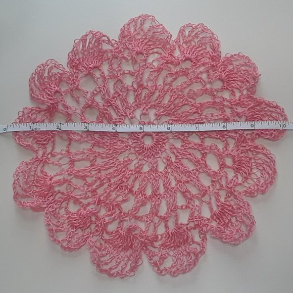 HP - Doily Intricate Handmade Coral Crochet 10" - Picture 7 of 7